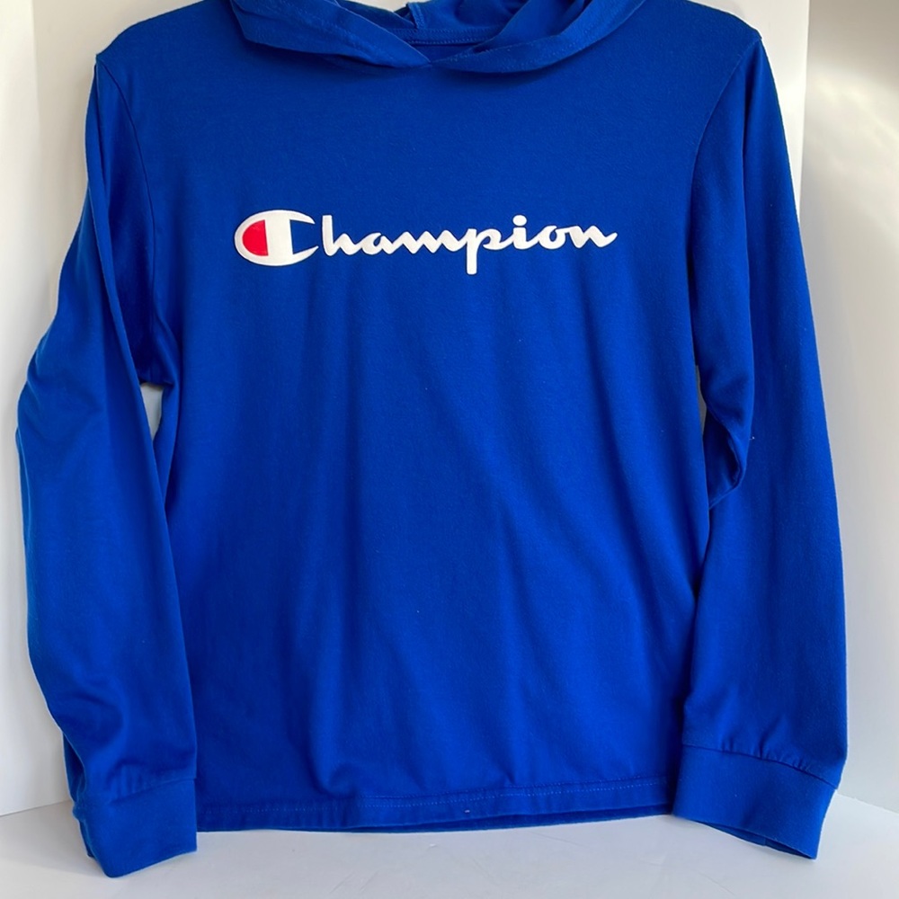 Champion lightweight hooded pullover tee shirt size youth large